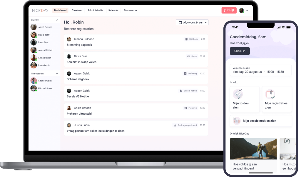 NiceDay app online behandelplatform voor de GGZ